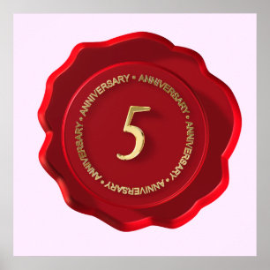 Affiches Anniversaire du sceau de cire rouge