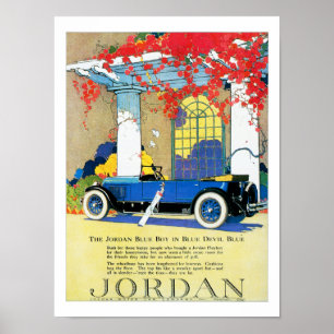 Affiches Annonce bleue vintage d'automobile