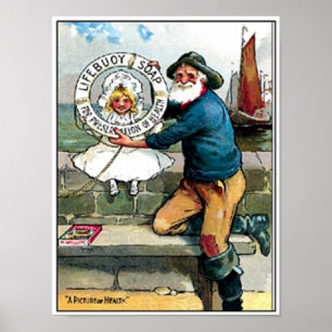 Affiches Annonce de savon pour vieux marins de Lifebouy