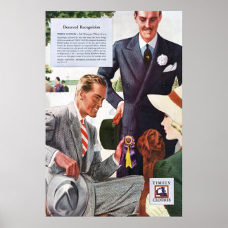 Affiches Annonce de vêtements vintages à temps de 1937