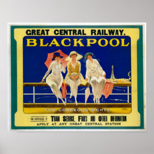 Affiches Annonce de Vintage voyage/Blackpool Angleterre
