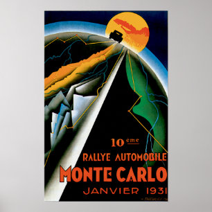 Affiches Annonce Monte Carlo Monaco Auto Race Vintage
