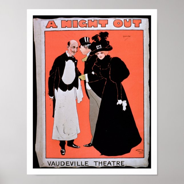 Affiches Annonce pour "Une nuit dehors", au Vaudeville (Devant)