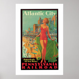 Affiches Annonce vintage de voyage d'Atlantic City