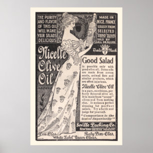 Affiches Annonce vintage d'huile d'olive de Nicelle à
