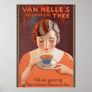 Affiches Annonces Vintage, Femme Boire Thé
