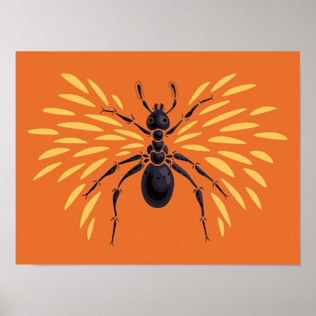 Affiches Ant Lover Insect Art Orange Entomologie (Devant)