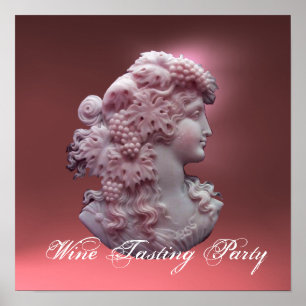 AFFICHES ANTIQUE CAMEO,LADY WITH GRAPES AND GRAPEVINES