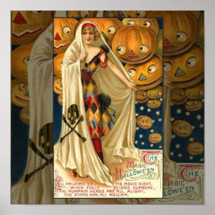 Affiches Antique Halloween Jack-o'-lantern Costume Femme