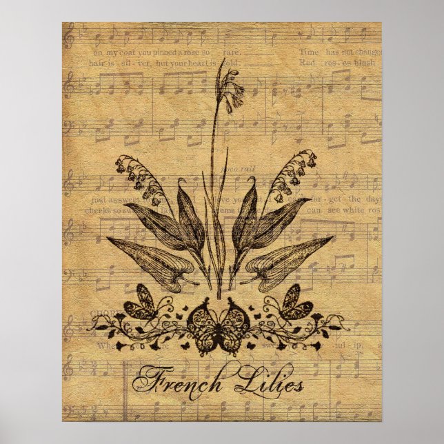 Affiches Antique Lillies Botanique (Devant)