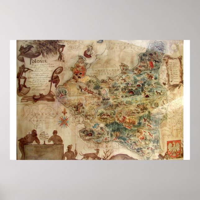 AFFICHES ANTIQUE MAP OF POLAND (Devant)