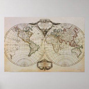 Affiches Antique Map of the World
