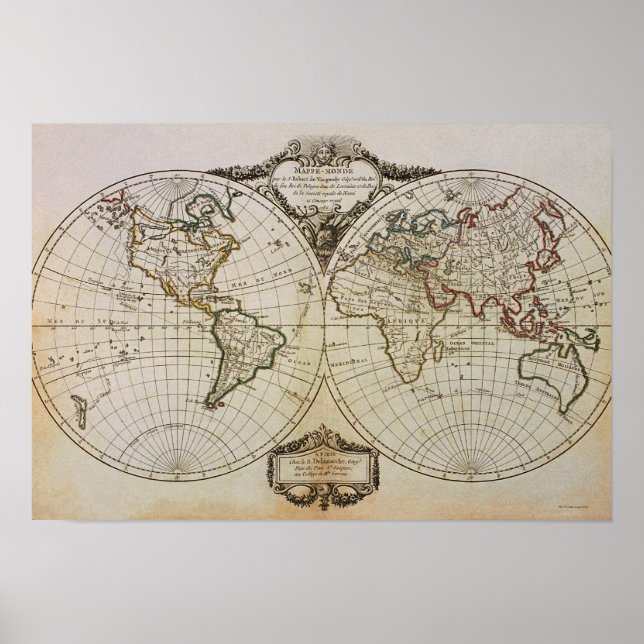 Affiches Antique Map of the World (Devant)