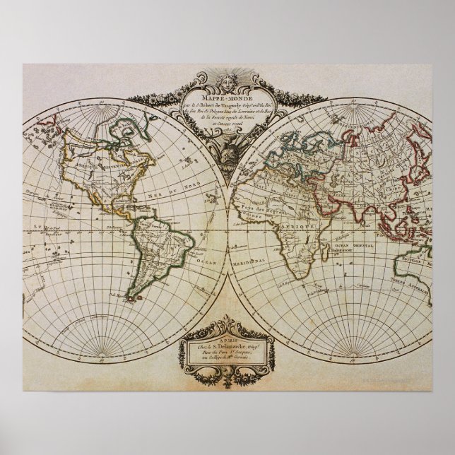 Affiches Antique Map of the World (Devant)