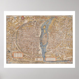 Affiches Antique MAP PARIS vintage