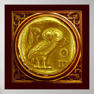 AFFICHES ANTIQUE OWL GOLD COIN