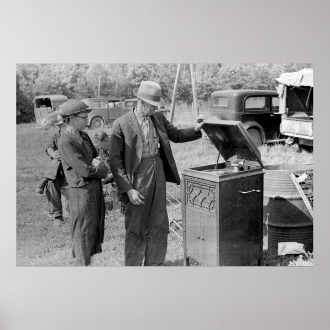 Affiches Antique Record Player, années 1930 (Devant)