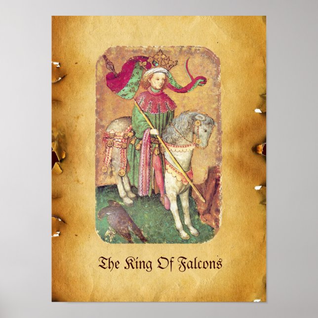 Affiches Antique Tarots /German Court Cards/King of Falcons (Devant)