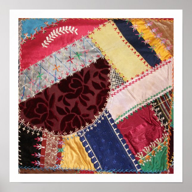 Affiches Antique Victorian Crazy Quilt Carré (Devant)