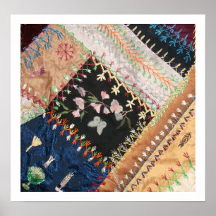 Affiches Antique Victorian Crazy Quilt Carré