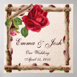 Affiches Antique victorienne vintage ancienne rose rustique