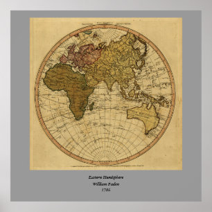 Affiches Antique William Filament 1786 Eastern Hemisphere