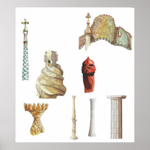 Affiches Antonio Gaudi. Barcelone. Espagne. Architecture