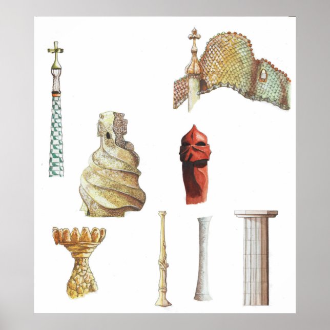 Affiches Antonio Gaudi. Barcelone. Espagne. Architecture (Devant)