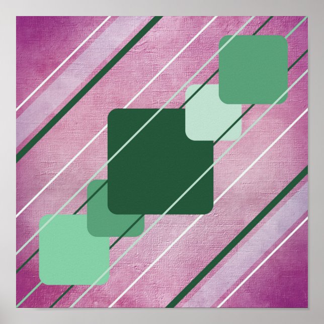 Affiches AP0010 Toile Fuchsia Vert Géométrique (Devant)