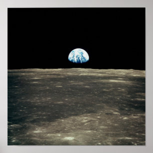 Affiches Apollo 11 Photo de la Terre se levant au-dessus de