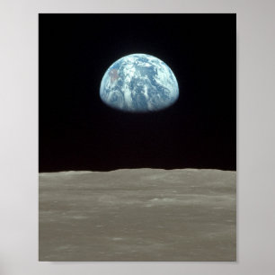 Affiches Apollo 11 Vue de la Terre se levant au-dessus de l