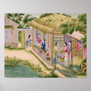 Affiches Apprentissage des vers à soie