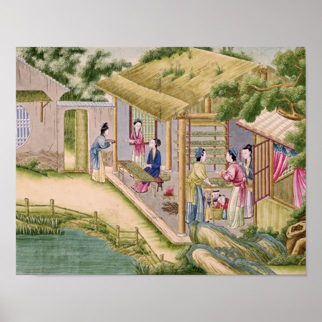 Affiches Apprentissage des vers à soie (Devant)