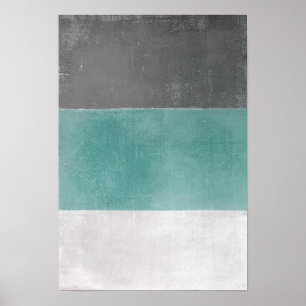 Affiches 'April' Turquoise et gris Art Abstrait