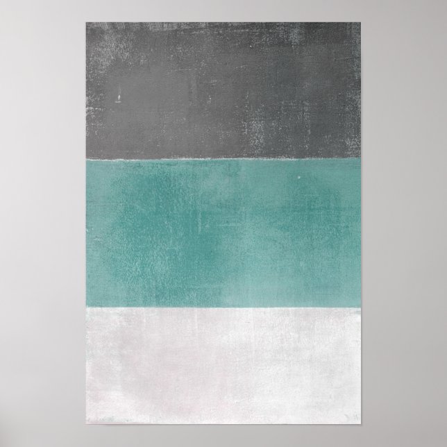 Affiches 'April' Turquoise et gris Art Abstrait (Devant)