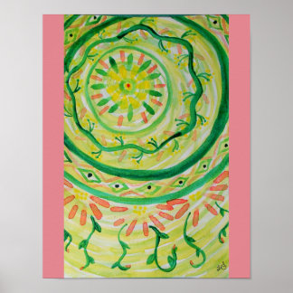 Affiches aquarelle Abstraite de mandala florale