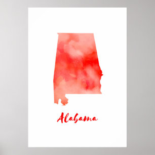 Affiches Aquarelle Alabama États-Unis