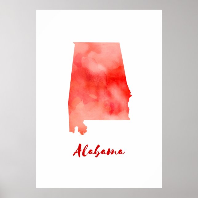 Affiches Aquarelle Alabama États-Unis (Devant)
