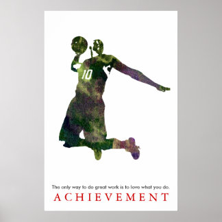 Affiches Aquarelle Atteinte Motivation Basket