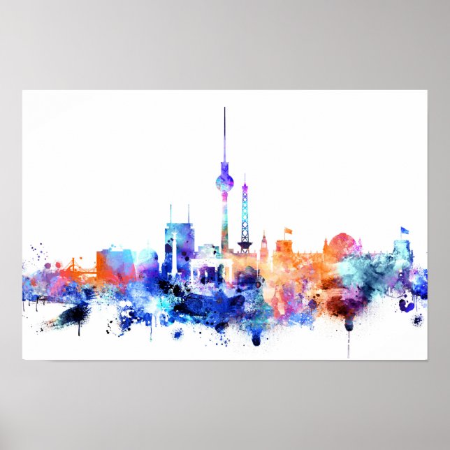Affiches Aquarelle Berlin Skyline Print (Devant)