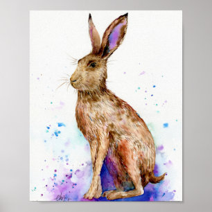 Affiches Aquarelle Brown Hare Portrait