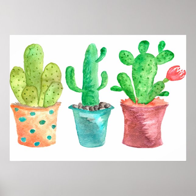 Affiches Aquarelle Cactus (Devant)