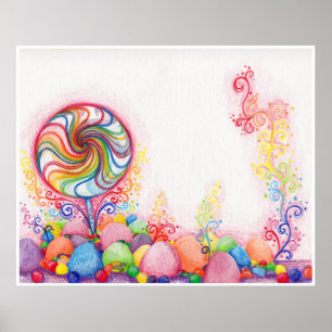 Affiches Aquarelle Candy Land Print