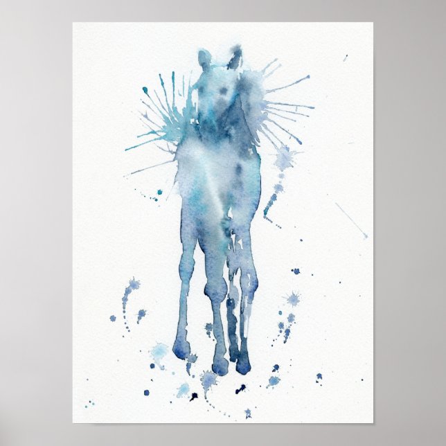 Affiches Aquarelle Cheval Abstrait Peinture Foal (Devant)
