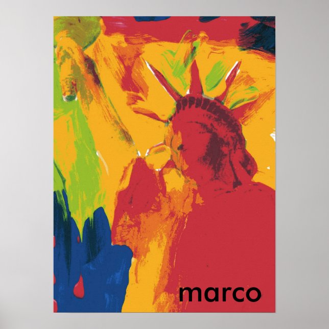 Affiches Aquarelle colorée moderne Lady Liberty (Devant)