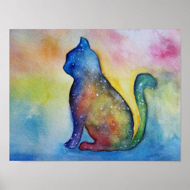 Affiches Aquarelle de chat Art, papier d'affichage de valeu (Devant)