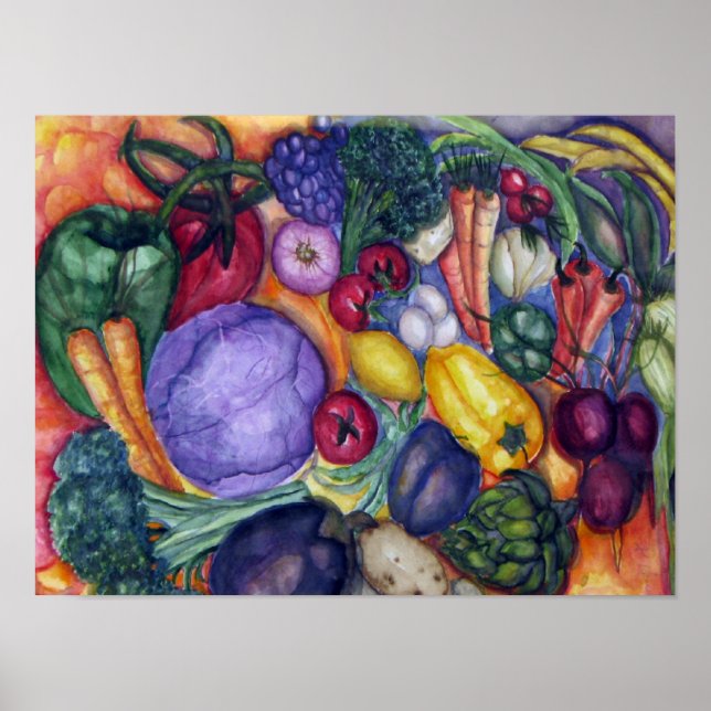 Affiches Aquarelle de légumes (Devant)
