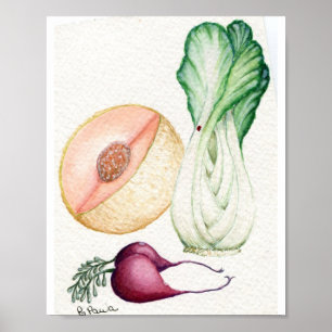Affiches aquarelle de légumes et de fruits