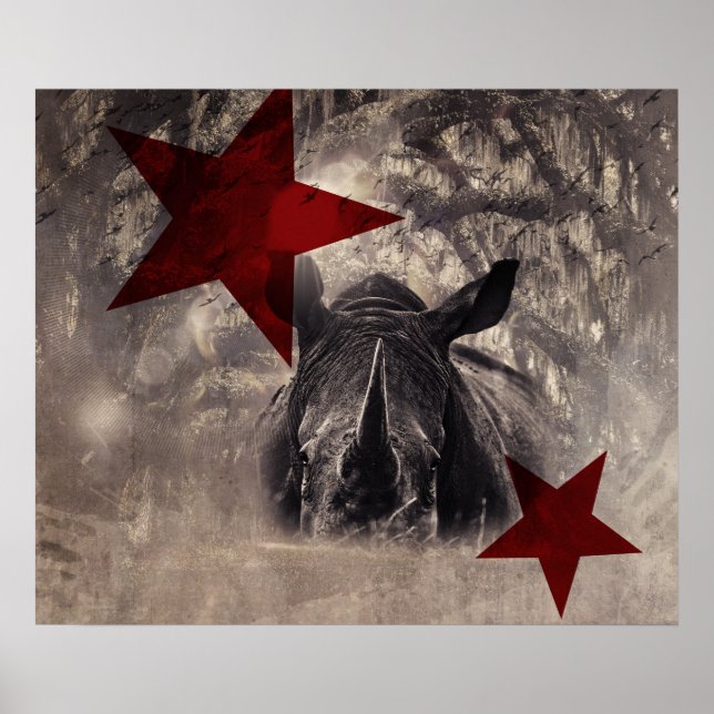 Affiches Aquarelle de rhino d'affiche (Devant)