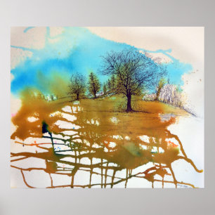 Affiches Aquarelle et Arbres encrés